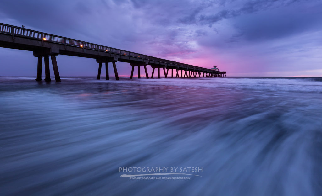 Pink sunrise at deerfield beach pier